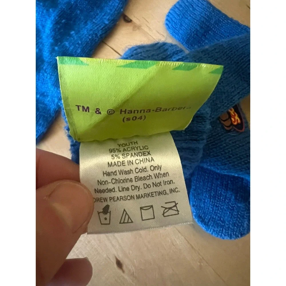 Vintage 2004 Scooby-Doo Blue Knit Gloves Blue Hanna Barbera Youth‎ Size Appliqué